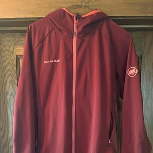 Women’s Mammut rain jacket with hood.